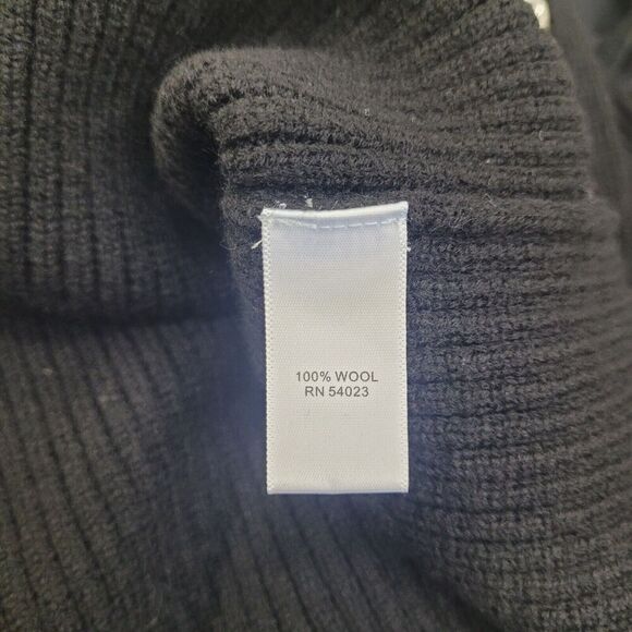 Banana Republic Sweater Men XL Black Wool Ribbed Pullover Heavyweight Epaulettes - Picture 5 of 5